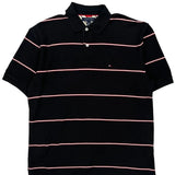 Tommy Hilfiger Striped Polo Shirt - XL Black Cotton