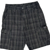 Wrangler Checked Cargo Shorts - 32W 11L Grey Cotton