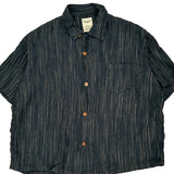 Sonofloong Striped Short Sleeve Shirt - 2XL Blue Linen
