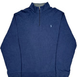 Polo By Ralph Lauren 1/4 Zip - 2XL Blue Cotton