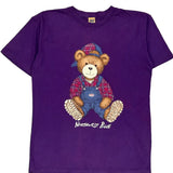 Teddy Bear Northwest Blue Single Stitch T-Shirt - Large Purple Cotton