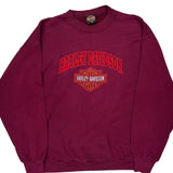 Harley Davidson Spellout Sweatshirt - XL Burgundy Cotton