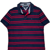 Tommy Hilfiger Striped Polo Shirt - XL Navy Cotton
