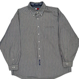 Tommy Hilfiger Striped Shirt - 2XL Grey Cotton