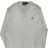 Polo By Ralph Lauren V-Neck Sweater - 2XL Cream Cotton