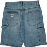 Lee Double Knee Carpenter Shorts - 32W 11L Light Wash Cotton