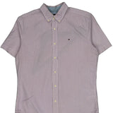 Tommy Hilfiger Striped Short Sleeve Shirt - Medium Pink Cotton