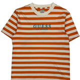 Guess Striped T-Shirt - Medium Orange Cotton