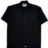 Dickies Short Sleeve Shirt - Medium Black Cotton