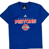 Age 11-12 Detroit Pistons Adidas Nba T-Shirt - Medium Blue Cotton