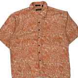 Lord & Taylor Floral Short Sleeve Shirt - XL Orange Silk