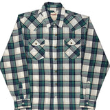 Wrangler Checked Shirt - Large Green Cotton Blend