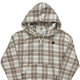 Reverse Weave Champion Checked Hoodie - Medium Brown Cotton Blend