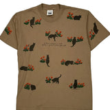 Cats And Flowers Relevant Products Single Stitch T-Shirt - Medium Brown Cotton