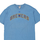 Milwaukee Brewers Majestic MLB T-Shirt - Large Blue Cotton