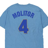 Milwaukee Brewers Majestic MLB T-Shirt - Large Blue Cotton