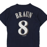 Milwaukee Brewers Majestic MLB T-Shirt - Small Navy Cotton