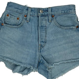 501 Levis Denim Shorts - 24W UK 4 Light Wash Cotton