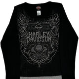 Motorcycles Harley Davidson Graphic Long Sleeve T-Shirt - Medium Gray Cotton