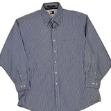 Tommy Hilfiger Striped Shirt - Large Blue Cotton