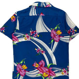 Hilo Hattie Floral Hawaiian Shirt - Large Blue Polyester