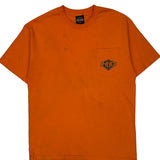 Northwoods Harley Davidson Graphic T-Shirt - Large Orange Cotton