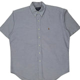 Ralph Lauren Checked Short Sleeve Shirt - Large Blue Cotton