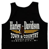 Motorcycle Harley Davidson Graphic Tank Top - Large Black Cotton