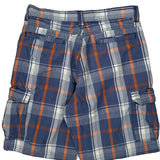 Wrangler Checked Cargo Shorts - 30W 10L Blue Cotton
