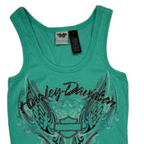 Harley Davidson Graphic Tank Top - Medium Green Cotton