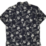 Quality Clothing Hawaiian Shirt - Medium Navy Cotton