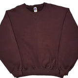 90S Blank Russell Athletic Sweatshirt - 2XL Burgundy Cotton Blend