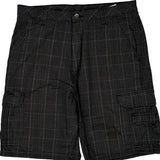 Wrangler Checked Cargo Shorts - 34W 10L Black Cotton