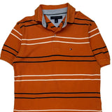 Tommy Hilfiger Striped Polo Shirt - Small Orange Cotton