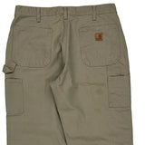 Original Dungaree Fit Carhartt Carpenter Trousers - 36W 30L Khaki Cotton