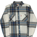 Levis Checked Flannel Shirt - Small Gray Cotton