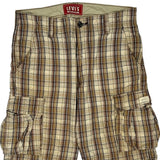 Levis Checked Cargo Shorts - 36W 10L Beige Cotton