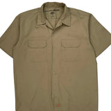 Dickies Short Sleeve Shirt - Large Khaki Cotton Blend