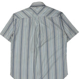 Tommy Hilfiger Striped Short Sleeve Shirt - Medium Blue Cotton