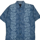 Puritan Floral Hawaiian Shirt - Large Blue Cotton