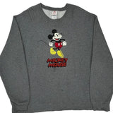 Mickey Mouse Disney Cartoon Sweatshirt - XL Grey Cotton Blend