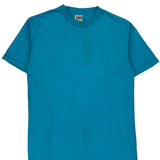 Blank Blue Wave Single Stitch T-Shirt - Large Blue Cotton