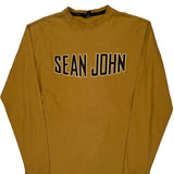 Sean John Spellout Long Sleeve T-Shirt - Medium Brown Cotton