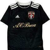 Ac Brea, Age 9-10 Adidas Striped Football Shirt - Medium Black Polyester