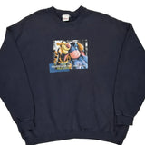 Disney Cartoon Sweatshirt - 2XL Navy Cotton