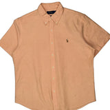 Polo By Ralph Lauren Short Sleeve Shirt - Large Orange Cotton
