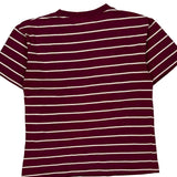 Mickey Mouse Disney Striped T-Shirt - Medium Burgundy Cotton