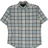 Tommy Hilfiger Checked Short Sleeve Shirt - Large Blue Cotton
