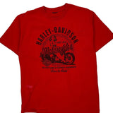 Live To Ride Harley Davidson Graphic T-Shirt - Large Red Cotton