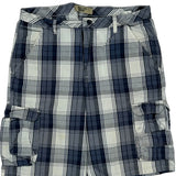 Wrangler Checked Cargo Shorts - 36W 11L Blue Cotton